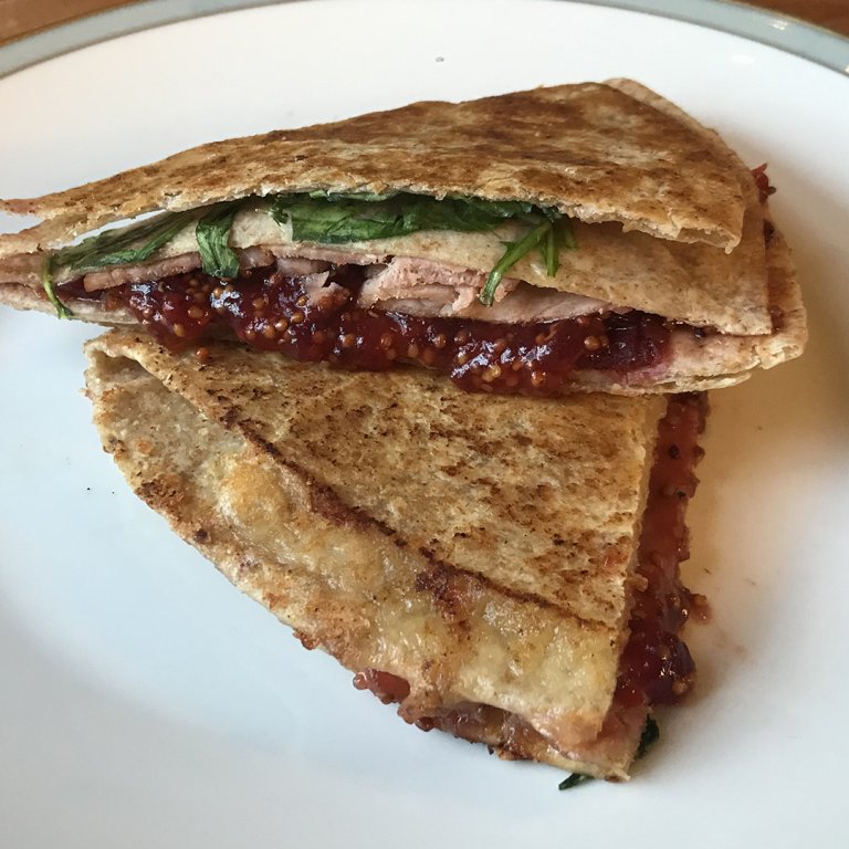 Ham & Cheese Tortilla Wrap Melt With Spicy Chutney