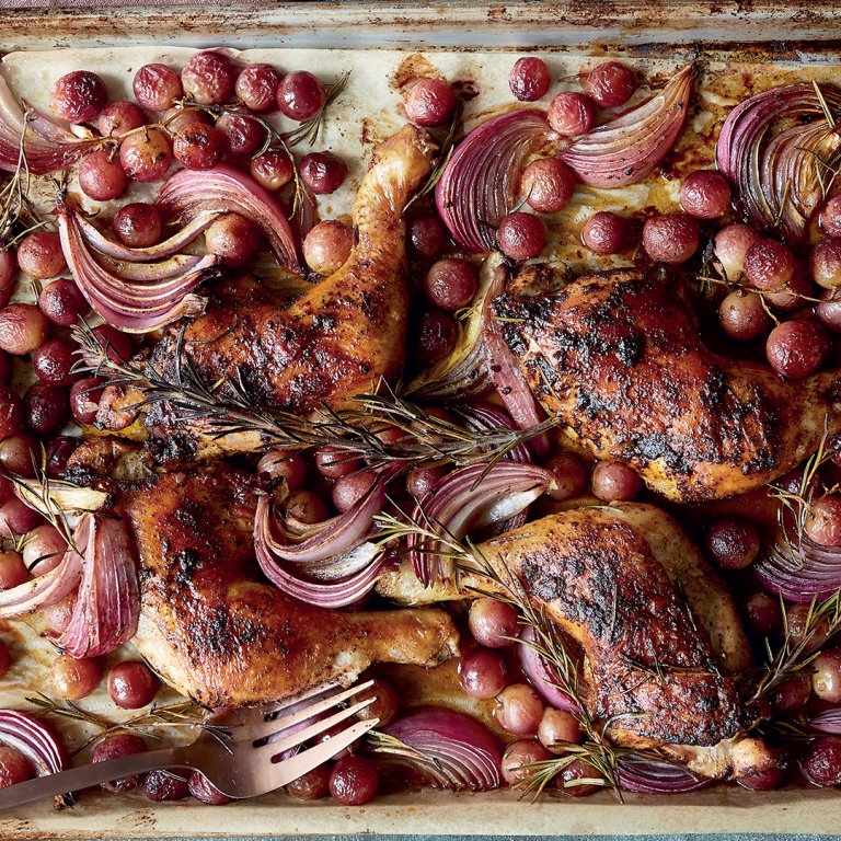 Antoni Porowski Sheet Pan Chicken with Rosemary & Grapes