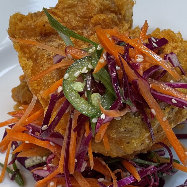 Fried Chicken Thighs With Spicy Slaw