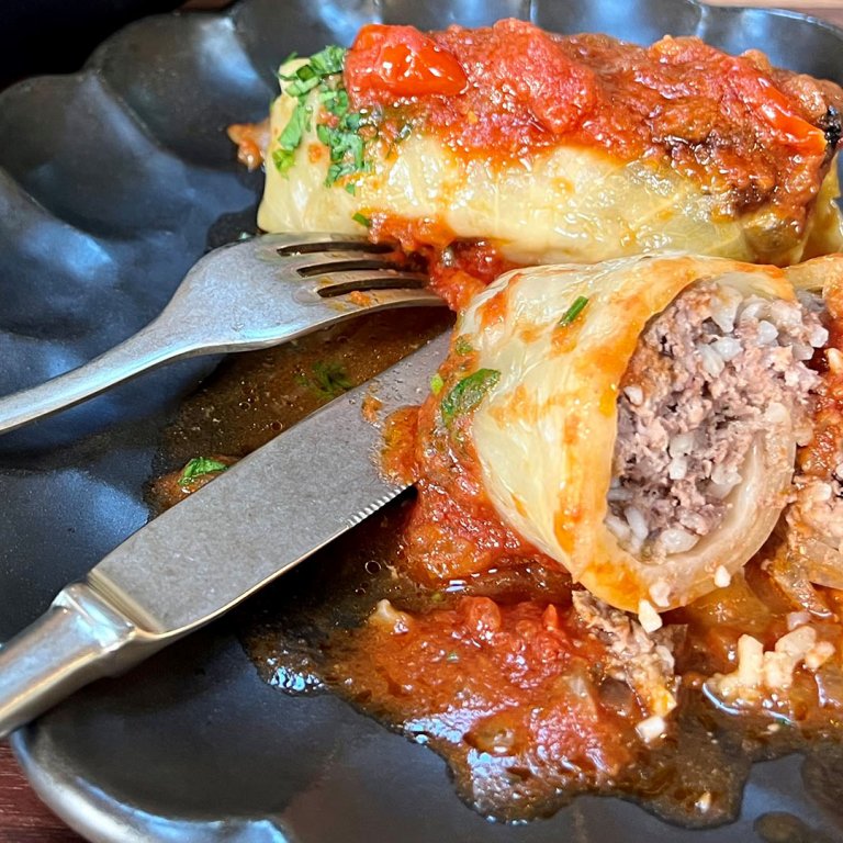 Cast-Iron Skillet Roast Stuffed Cabbage
