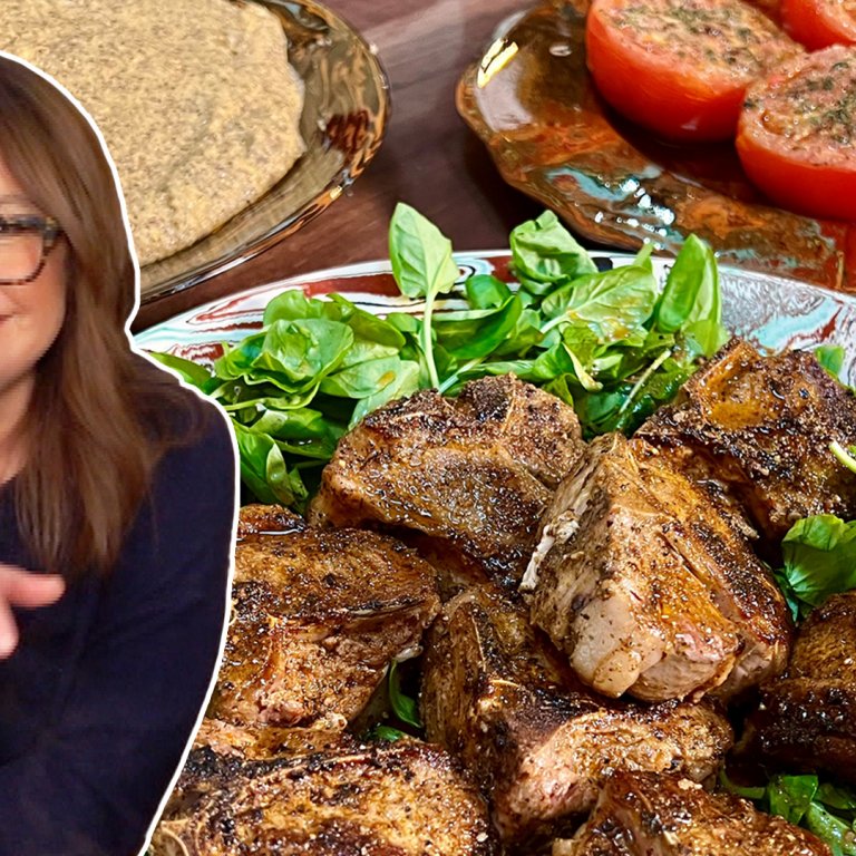 Spicy Lamb Chops with Polenta and Broiled Tomatoes | Rachael Ray