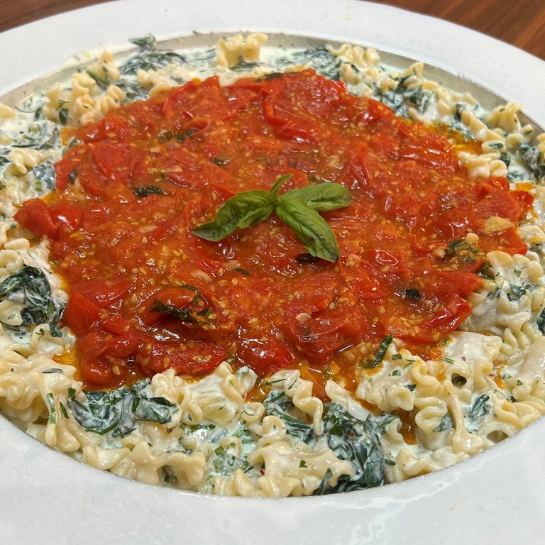 Pasta with Herb Ricotta and Fresh Tomato Sauce