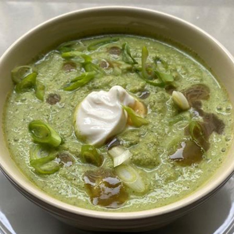 Easy Green Gazpacho with Grilled Tomatillo, Zucchini and Cucumber