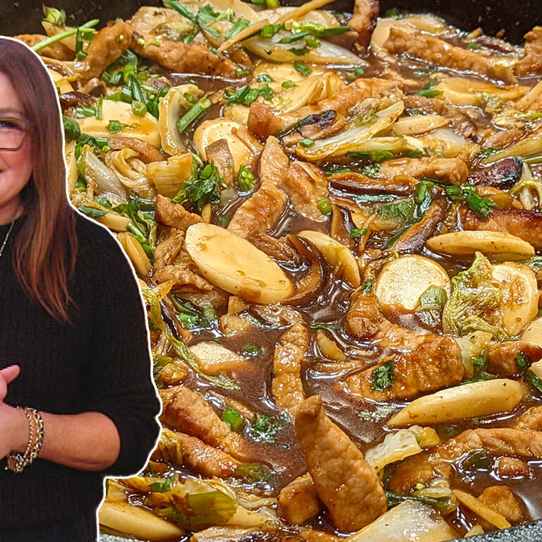 Make Stir-Fried Rice Cakes with Pork and Napa | Rachael Ray
