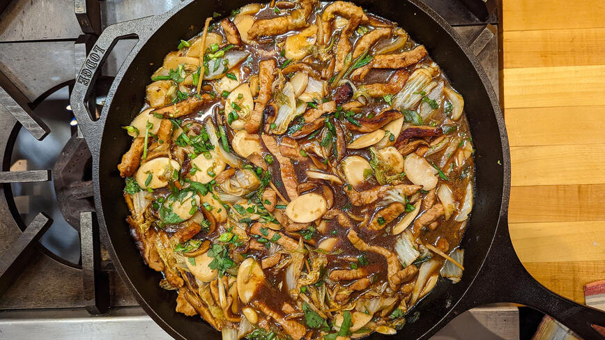 Stir-Fried Rice Cakes with Pork and Napa