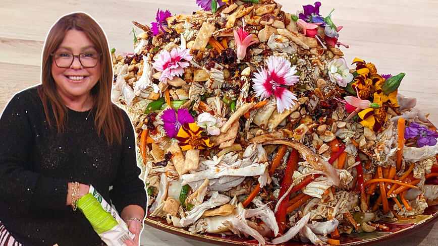 Asian-Style Chicken Salad with Sweet & Spicy Dressing + Wonton Strips | Rachael Ray