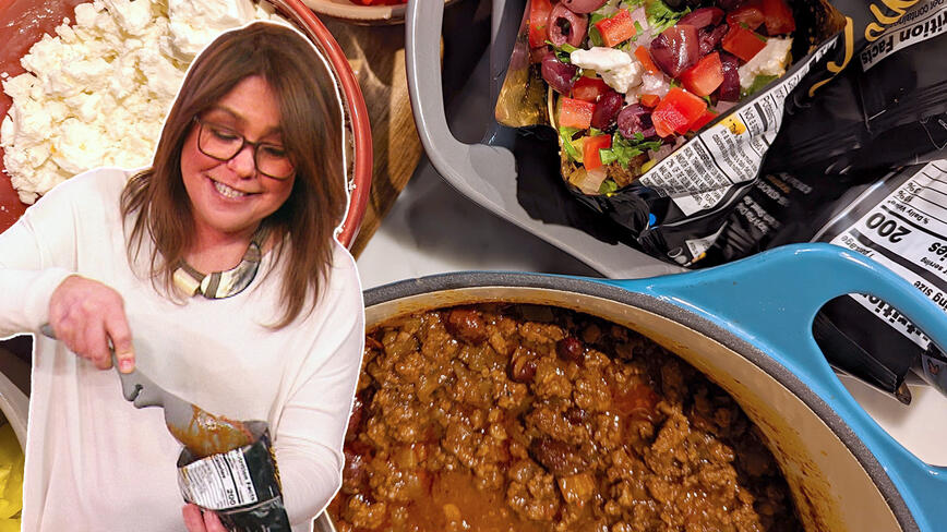 Greek-Style Chili with Pita Chips | Rachael Ray
