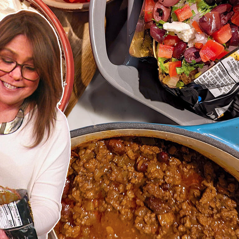 Greek-Style Chili with Pita Chips | Rachael Ray