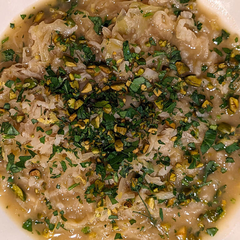 Marcella Hazan-Inspired Smothered Cabbage and Rice Soup