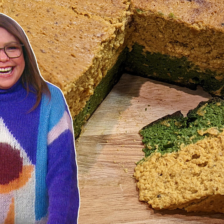 Two-Tone Flan with Spinach and Carrot | Rachael Ray