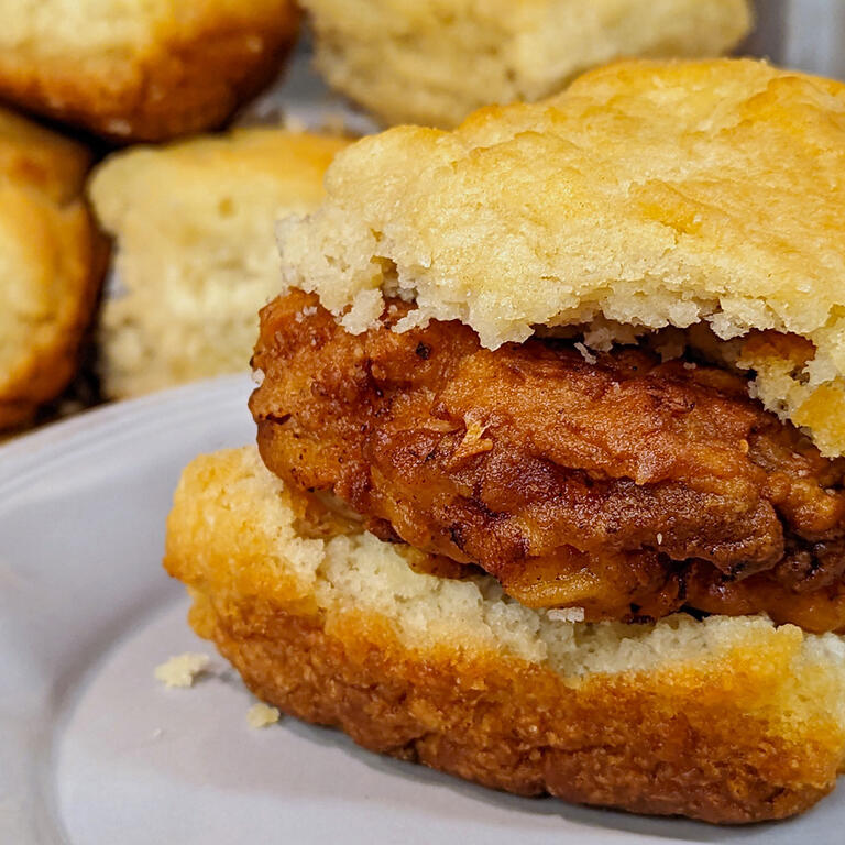 Southern Fried Chicken Biscuits with Honey Butter