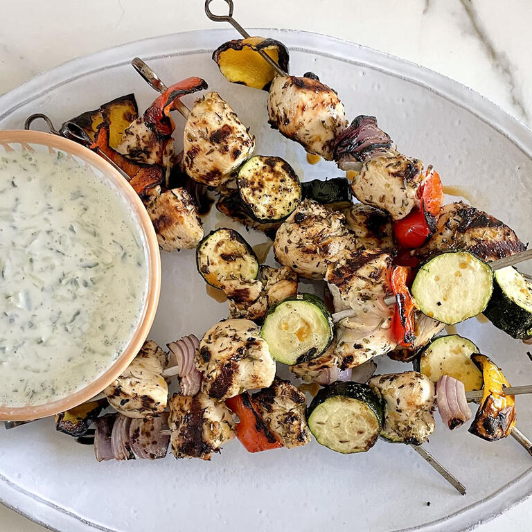 Chicken Souvlaki with Tzatziki 