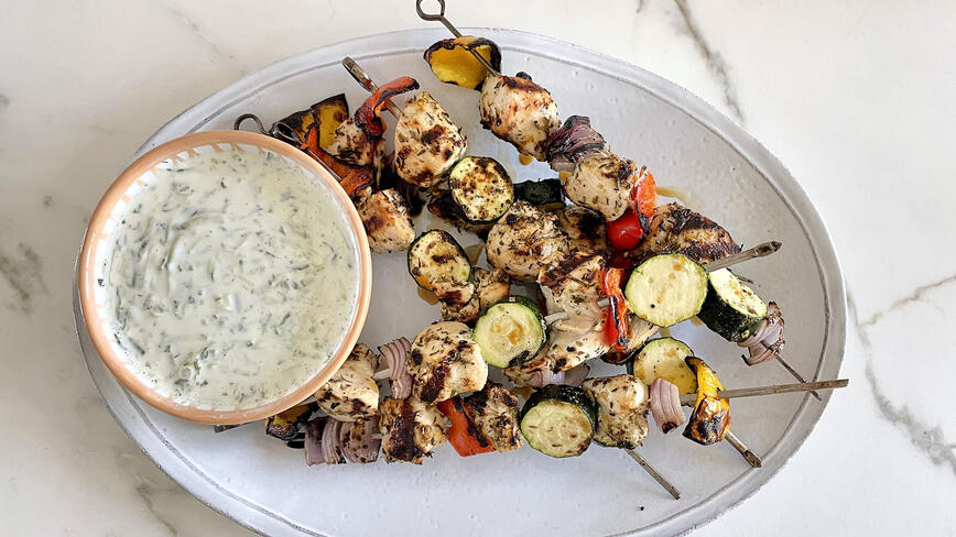 Chicken Souvlaki with Tzatziki 