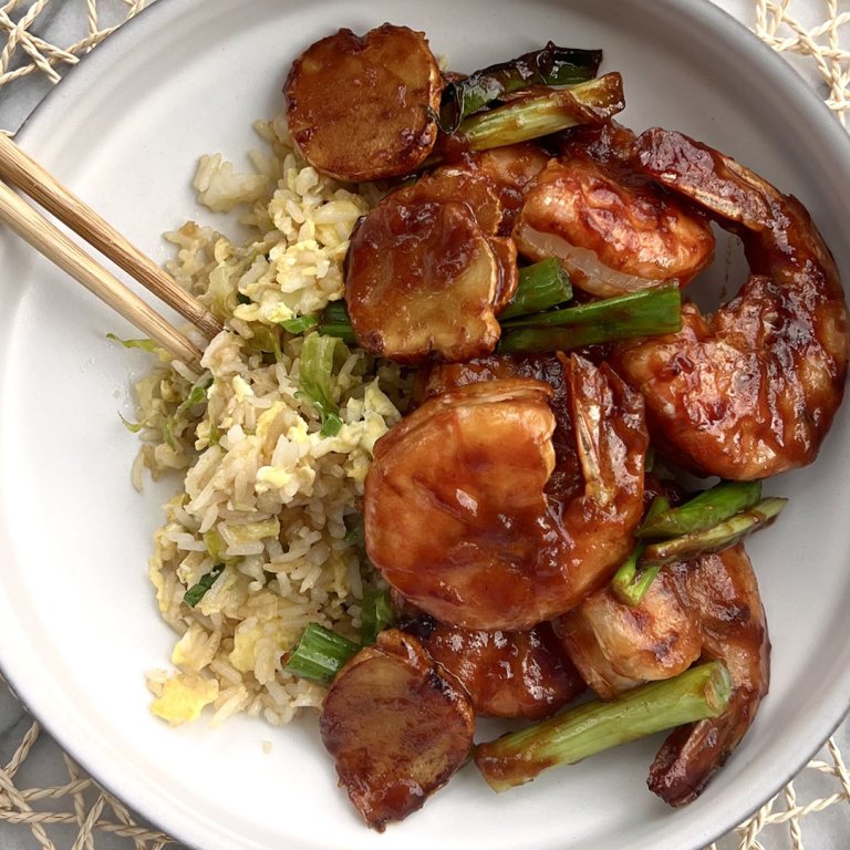 Hong Kong Style Tiger Prawns in Sweet & Sour Ginger Scallion Sauce