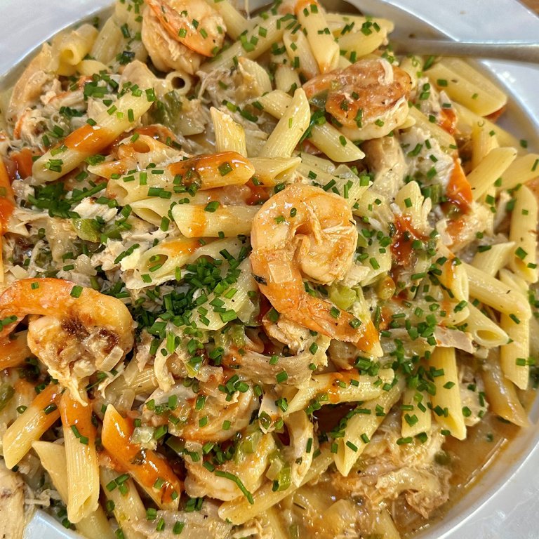 Chicken and Shrimp Penne, Chesapeake Bay Style