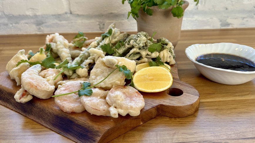Shrimp and Vegetable Tempura with Soy Dipping Sauce