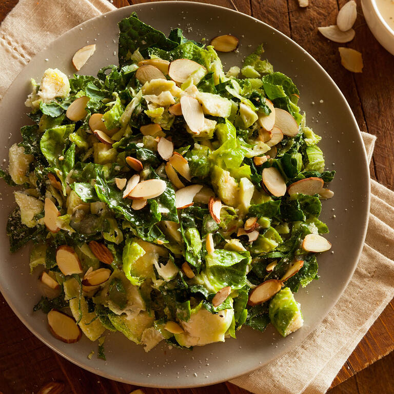 Shaved Brussels Sprouts Salad with Pecorino and Almonds