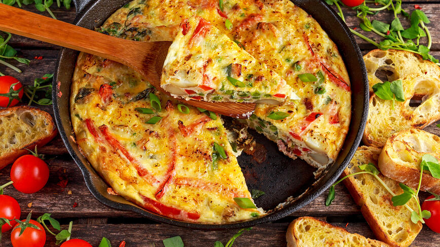 Tortilla with Potatoes, Piquillo Peppers and Manchego