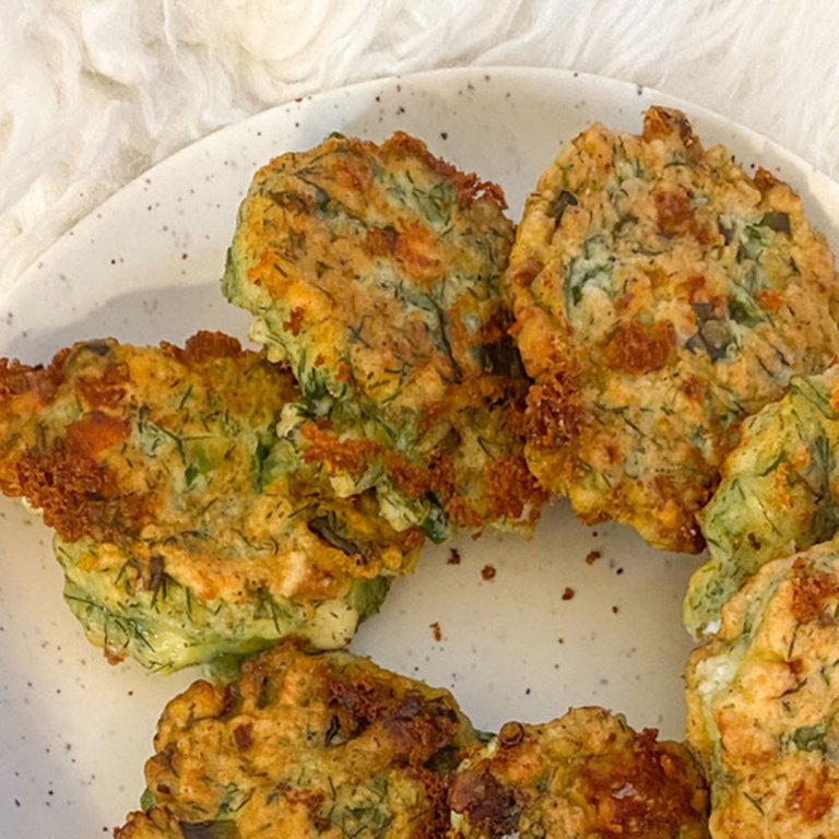 Spring Onion, Dill & Feta Fritters with Creamy Feta Sauce