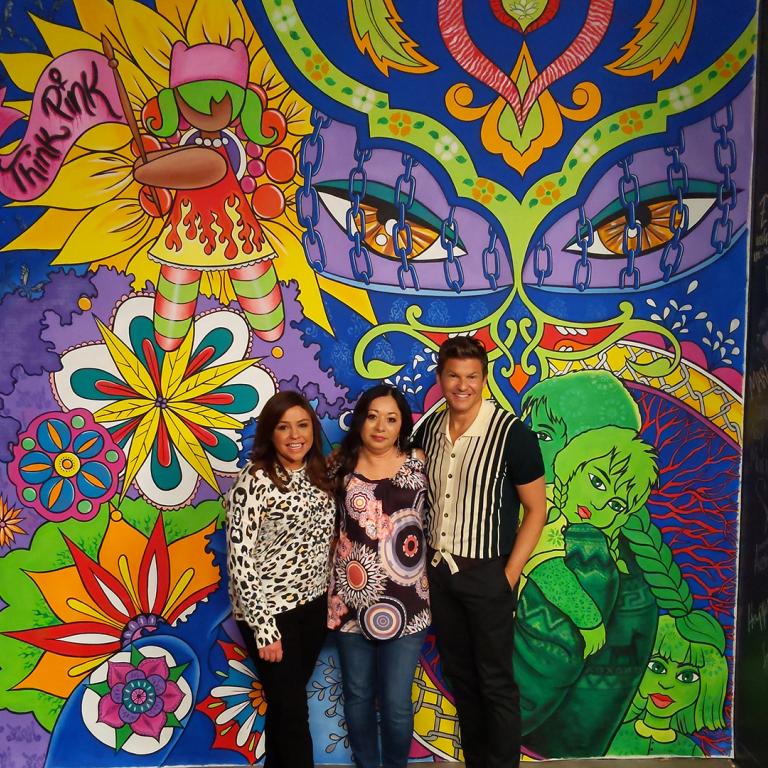 Rachael Ray, Lady Pink, and David Burtka In Front Of Mural