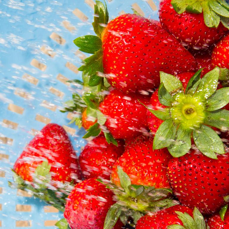 Strawberries in colander